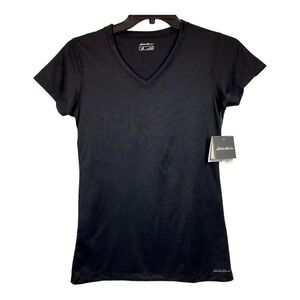 NEW Eddie Bauer Resolution Athletic Top Black V Neck Size S